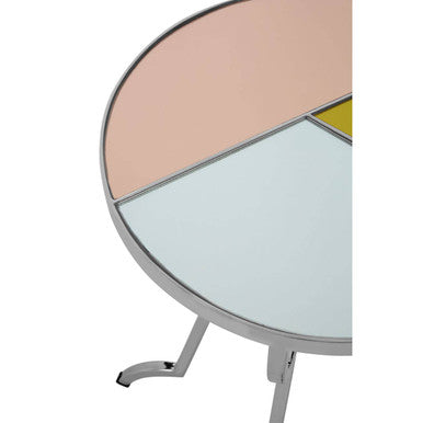 Round Side Table with Pastel Top and Silver Frame | Arbus