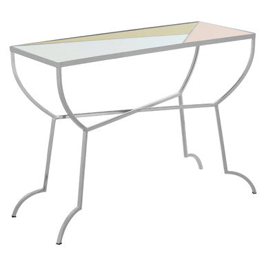 Console Table with Pastel Top and Silver Frame | Arbus