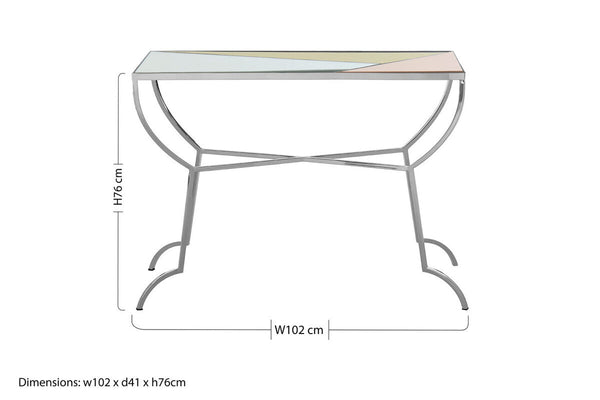 Console Table with Pastel Top and Silver Frame | Arbus