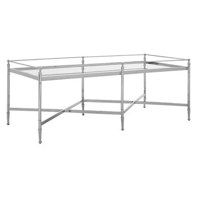 Mirrored Glass Coffee Table with Silver Cross Frame | Zach