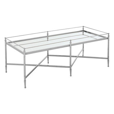 Mirrored Glass Coffee Table with Silver Cross Frame | Zach