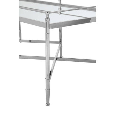 Mirrored Glass Coffee Table with Silver Cross Frame | Zach
