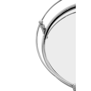 Zach Silver Finish Round Side Table with Mirrored Top