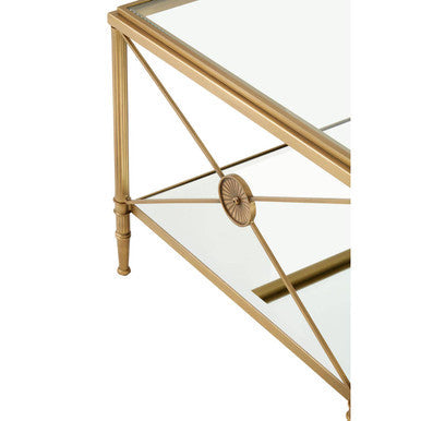 Axis Clear Glass 2 Tier Coffee Table with Gold Finish Frame