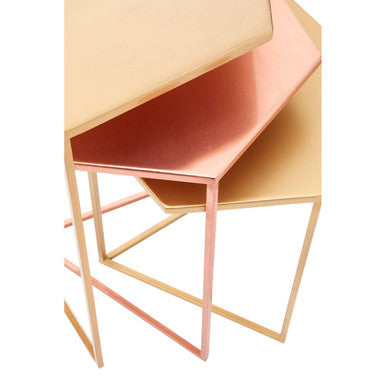 Templar Gold and Bronze Finish Hexagon Set of 3 Nesting Tables
