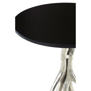 Antler Black Marble and Nickel Finish Round Side Table