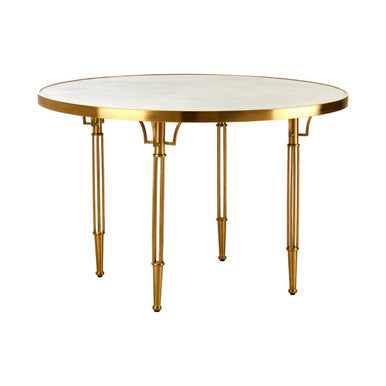 White Round Dining Table with Stainless Steel Frame | Modica