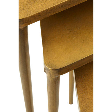 Gold Finish Snug Design Set of 3 Triangular Nesting Tables | Compo