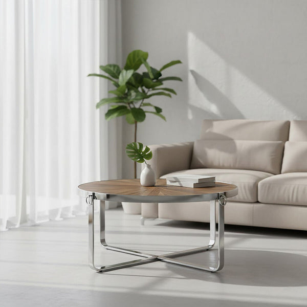 Brown Coffee Table with Elm Wood Top | Mitra