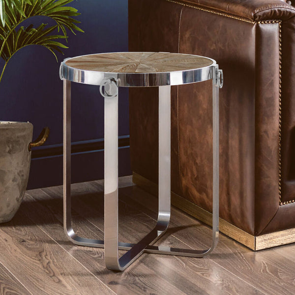 Brown Side Table with Elm Wood Top | Mitra