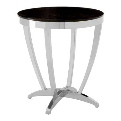 Yasmin Black Glass Side Table with Silver Finish Frame