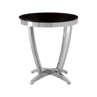 Yasmin Black Glass Side Table with Silver Finish Frame