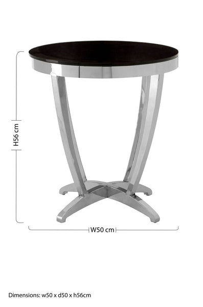 Yasmin Black Glass Side Table with Silver Finish Frame