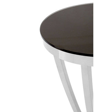 Yasmin Black Glass Side Table with Silver Finish Frame
