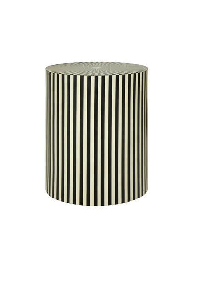 Hassa Ivory and Black Cylindrical Stool and Side Table