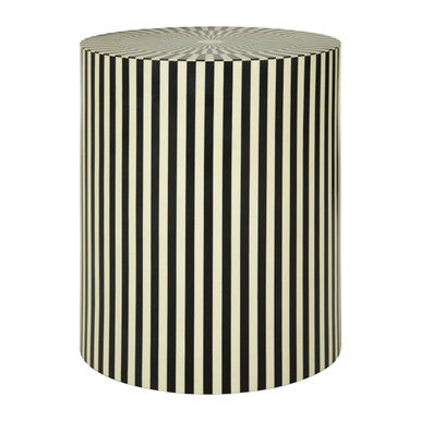 Hassa Ivory and Black Cylindrical Stool and Side Table