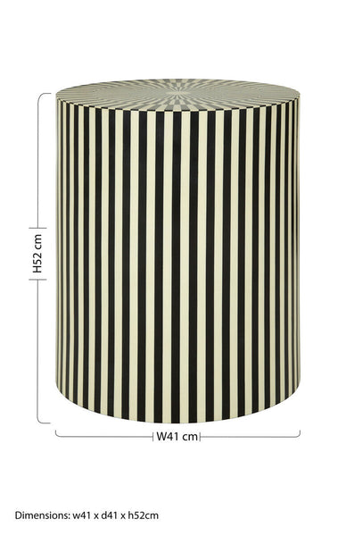 Hassa Ivory and Black Cylindrical Stool and Side Table