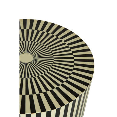 Hassa Ivory and Black Cylindrical Stool and Side Table