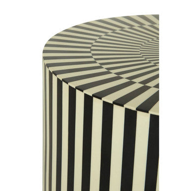Hassa Ivory and Black Cylindrical Stool and Side Table