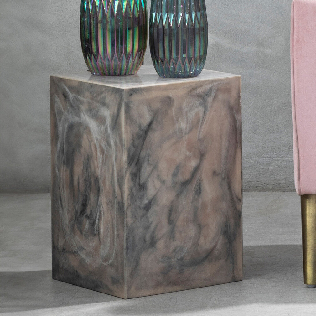 Rosado Stone Grey Marble Effect Side Table and Stool