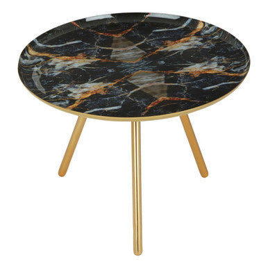 Assorted Faux Marble Top Side Table with Gold Finish Iron Legs | Marlox