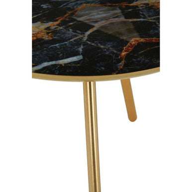 Assorted Faux Marble Top Side Table with Gold Finish Iron Legs | Marlox