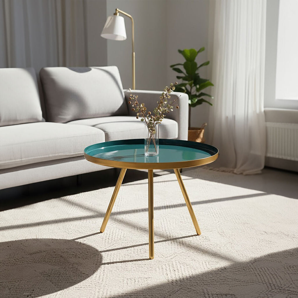 Enox Diesel Green and Gold Finish Large Coffee Table