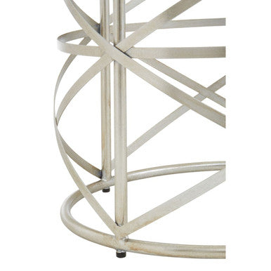 Silver Round Side Table with Clear Tempered Glass | Rubia