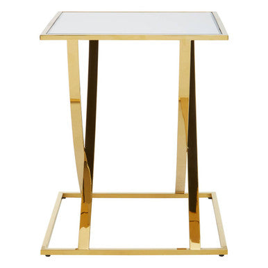 Gold Square Side Table with Stainless Steel Frame | Reena