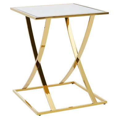 Gold Square Side Table with Stainless Steel Frame | Reena