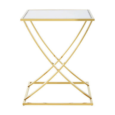Gold Square Side Table with Stainless Steel Frame | Reena