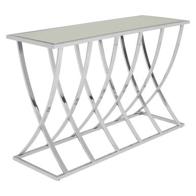 Silver Console Table with Mirrored Top | Reena