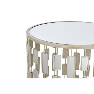 Raina Champagne Finish Mirrored Glass Top Side Table
