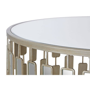 Gold Large Round Coffee Table with Mirrored Top | Raina