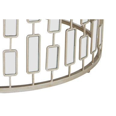 Gold Large Round Coffee Table with Mirrored Top | Raina