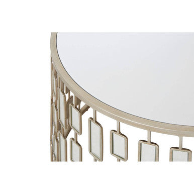 Gold Large Round Coffee Table with Mirrored Top | Raina