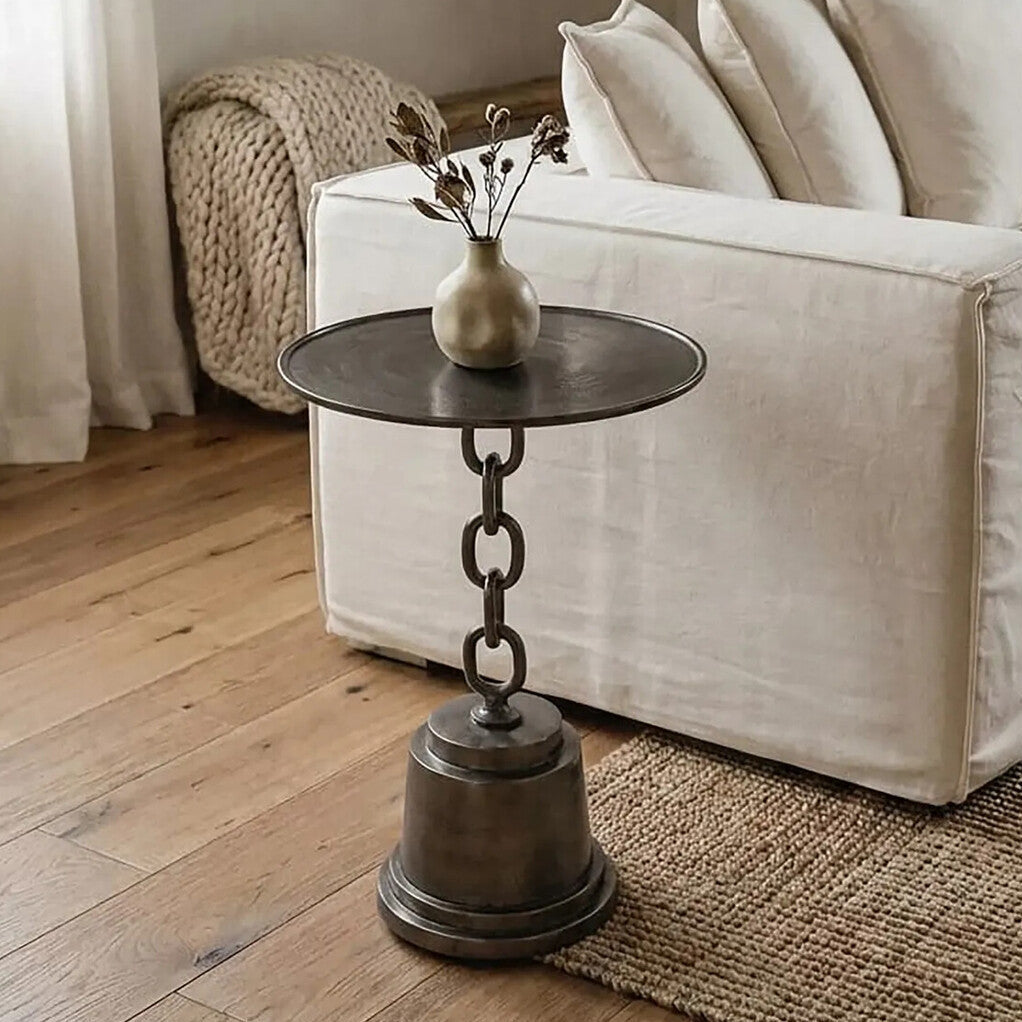 Black Nickle Finish Round Side Table | Zane
