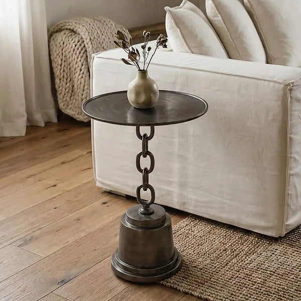 Black Nickle Finish Round Side Table | Zane