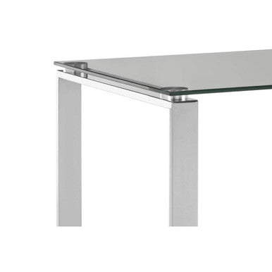 Silver Square End Table with Clear Tempered Glass | Allure