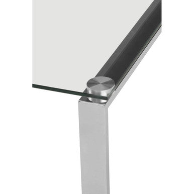 Silver Square End Table with Clear Tempered Glass | Allure