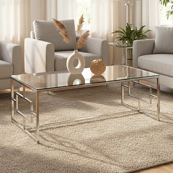 Allure Silver Finish Rectangular Coffee Table