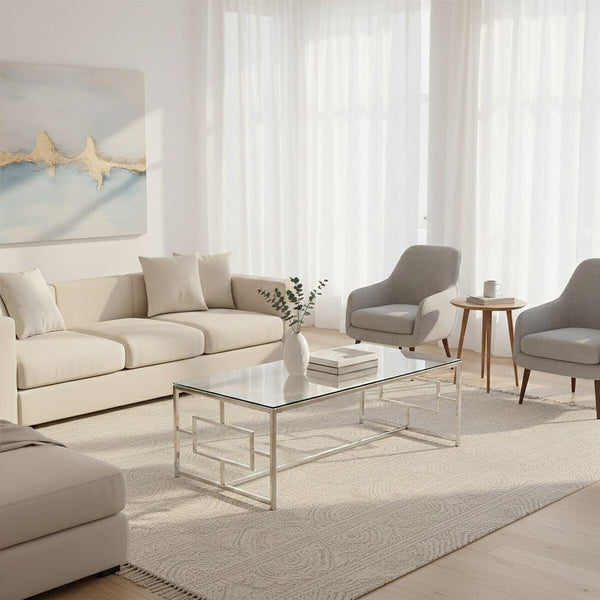 Allure Silver Finish Rectangular Coffee Table