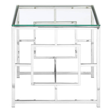 Allure Silver Finish Square Side Table