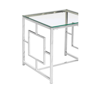 Allure Silver Finish Square Side Table