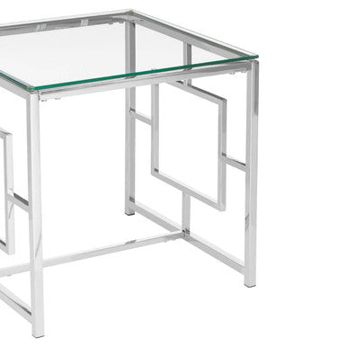 Allure Silver Finish Square Side Table
