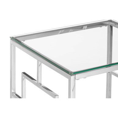 Allure Silver Finish Square Side Table