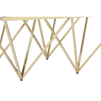 Allure Gold Finish Square Coffee Table with Four Pincer Legs