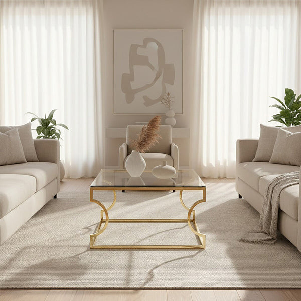 Allure Gold Finish Coffee Table with Curved Frame