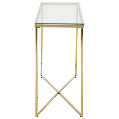 Cross Design Console Table with Clear Tempered Glass Top | Allure