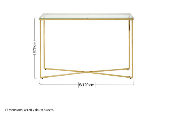 Cross Design Console Table with Clear Tempered Glass Top | Allure